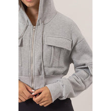 Heather Grey Fleece French Terry Cropped Jacket