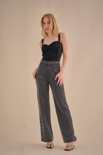 Black Silver Rhinestone embellished wide leg pants
