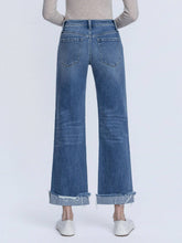 Charming Mid Rise Medium Dark Wash Cuffed Slim Wide Vervet Jeans