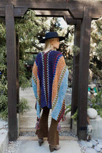 Indigo Unique Patterned Crochet Ruana – Colorful Tassel Cardigan