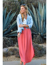 Cranberry Smocking Waist Maxi Skirt