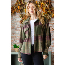 Olive Plaid Stud Cuff Shirt Veveret Jacket