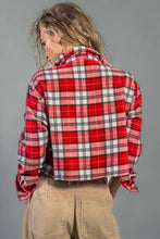 Black Western Inspired Cropped Button Down Plaid Flannel Urban Daizy Shirt