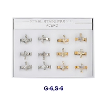 Stainless Steel Pavé Cross Ring