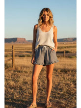 Black Checkered Woven Ruffle Hem Shorts