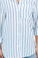 Blue Air Breeze Sheer Stripe Button-Up Overshirt