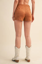 Camel Suede Lace Up Micro Shorts