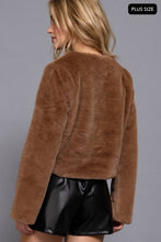 Mocha Plus Long Sleeve Faux Fur Crop Length Blazer