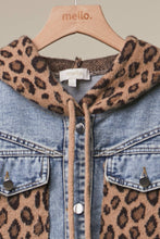 Cheetah Denim Vest with Animal Print Sleeves and Hoodie