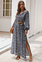 Black Floral Printed Long Sleeve Maxi Dress