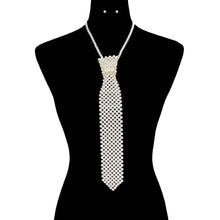 Red White Pearl Neck Tie Necklace