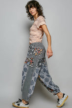 Black Jacquard Floral Twill Patch Waist Loop Jogger POL Pants