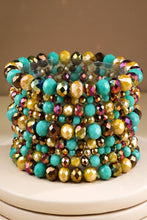Glass Bead 9 Set Bracelet: MRD-RUBY ROYALE
