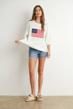 Ivory Multi Flag Print Knit Sweater