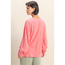 Taffy Pink Oversized Washed Long Sleeve Pocket Tee