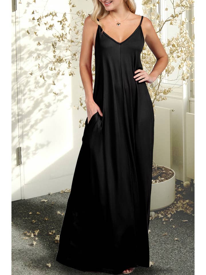 Black Spaghetti Strap Maxi Dress