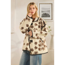 Ecru Oversized Floral Front Button Metal Clasps Oli+Hali Jacket