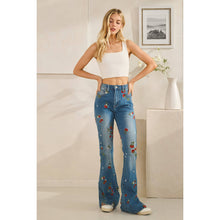 Denim Washed Strawberry Embroidered Oli+Hali Pants