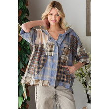 Pink Washed Plaid Mix Button Down Oli+Hali Hoodie