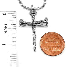 Rustic Nail Cross Necklace on Ball Chain