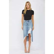 Wild Blue High Waist Distressed Mica Midi Skirt