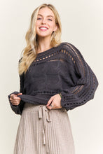 Charcoal Grey Crocheted Open Knit Pullover