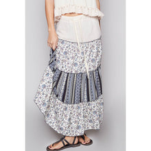 Natural Multi Adjustable waistband floral print POL skirt