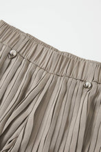 Taupe Pleated Wide Leg Pants With Knit Waist Band