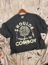 Vintage Black Shoulda Been A Cowboy Oversized  Cropped  T- shirt