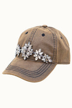 Gray Wax Cotton Dad Cap with Bejewelled Glitz: