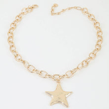 Gold Hammered Star Chain Necklace