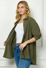 Khaki Oversized Boyfriend Light Weight Air flow Button Up Shirt