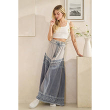 Blue Washed Fabric Mix Wide Leg Oli+Hali Pants