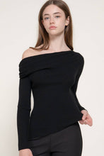 Black Long Sleeve Asymmetric Gathered Sweater