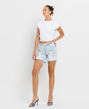 Appreciation Mid Rise Distressed Stretch Vervet Shorts