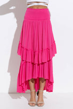 Fuchsia Smocked Chevron Ruffle Layered Two Way Dress Skirt