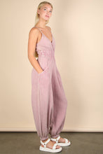 Mauve Mineral Washed Cotton Gauze Casual Jumpsuit