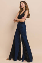 Dark Denim Lace Detail Wide Leg Jeans