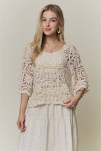 OPEN-KNIT SQUARE CROCHET TOP Rust