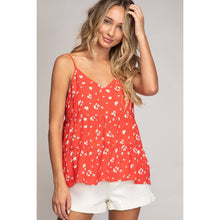 Red V-neck Print Cami