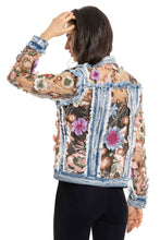 Denim and Lace Embroidered Jacket