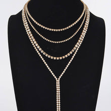 Silver Multi-Layered Rhinestone Long Necklace
