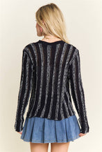 Black Vertical Textured Stripe Sweater
