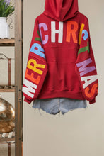 Red Christmas Embroidered Zip Hoodie