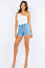 Light Western Faux Suede Horseshoe Denim Shorts