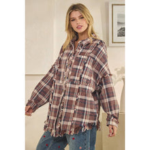 Washed Navy Plaid Snap Button Down Oli+Hali Jacket