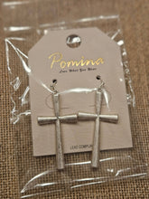 Pomina Matte Silver Cross Earrings – Lightweight, Hypoallergenic, 2 Inches, Dangle