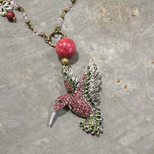 Primitive Peddler Scents Of Summer Hummingbird Pink Necklace