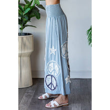 Blue Washed Smocked Peace And Star Patchwork Oli+Hali Pants