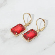 Aqua Rectangular Glass Stone Drop Dangle Earrings